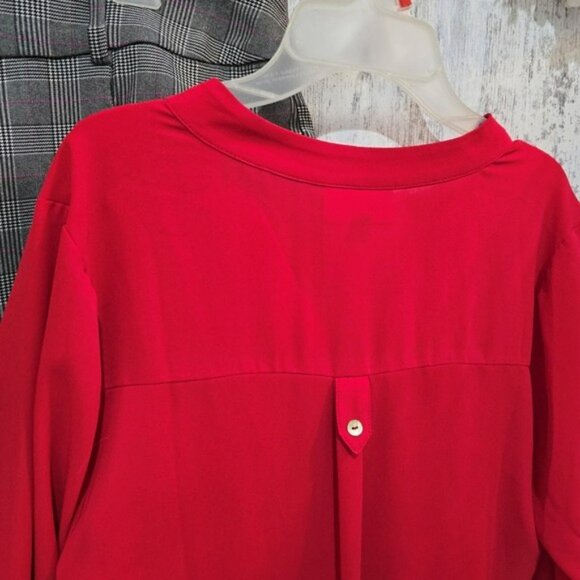Fervour Women's Blouse Size Small Red Relaxed Fit Lightweight Flowy Long Sleeves - Picture 8 of 13